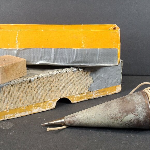 Vintage Dietzgen Brass Plumb Bob 5724S-18 Ounce Tool with Original Box & Steel P - Picture 8 of 13